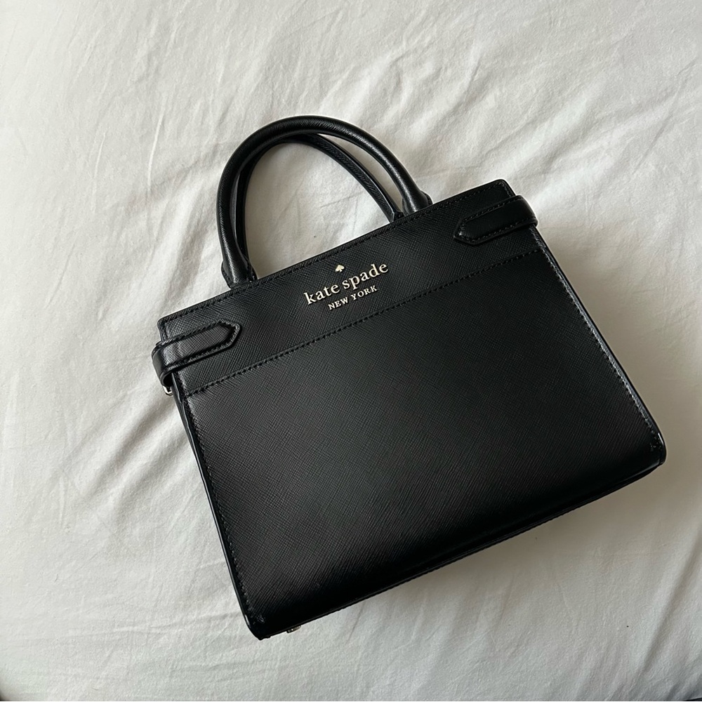 Kate Spade black top handle satchel leather tote - Picture 2 of 11